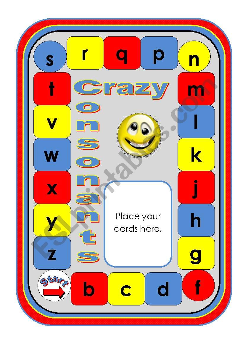 Crazy Consonants Game with Dice Cards (Black and White Version Included)