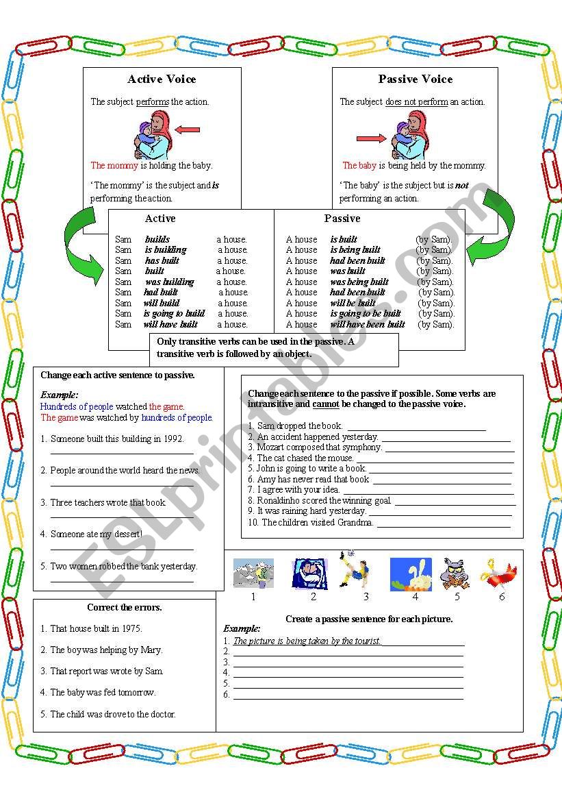 Passive/Active Voice worksheet