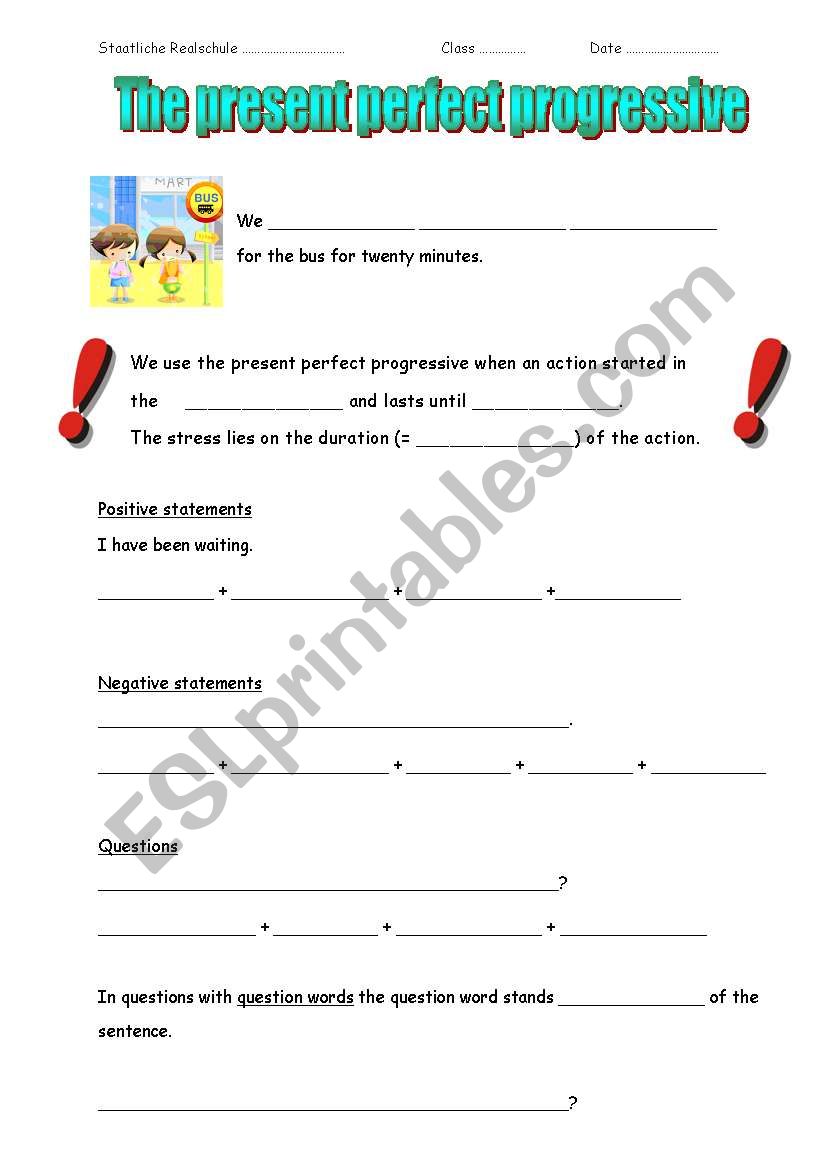 Present Perfect Progressive worksheet