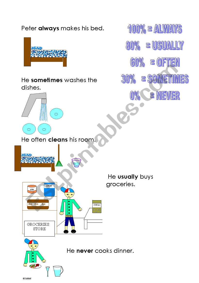 frecuency adverbs worksheet
