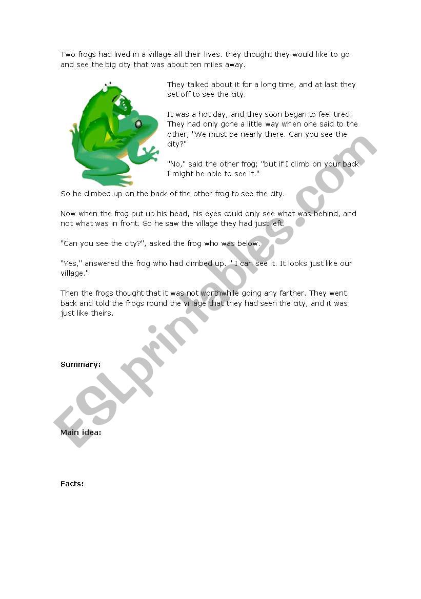 Reading comprehension worksheet