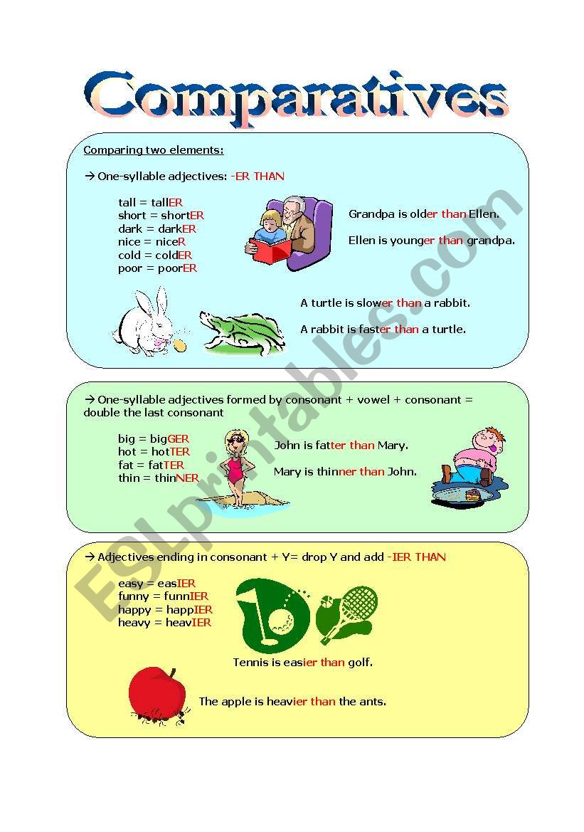 Comparatives worksheet