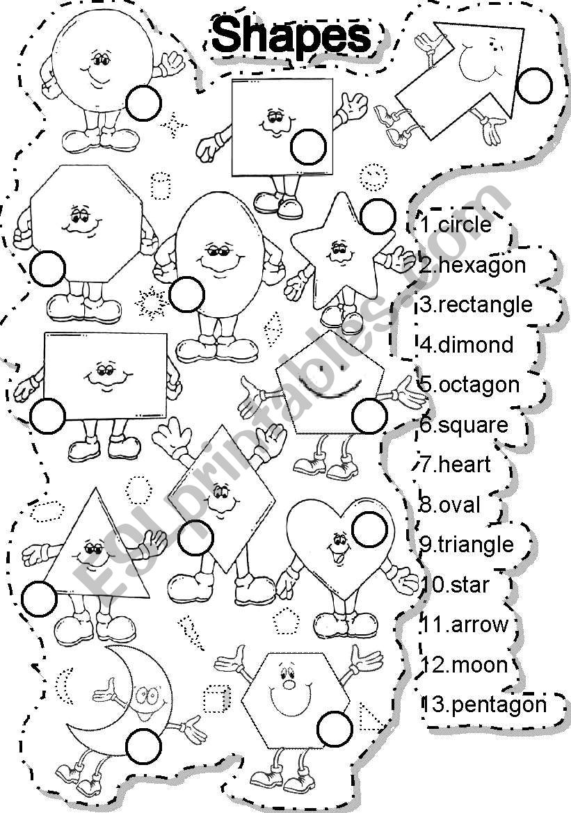 SHAPES MATCH and LETTER TILES worksheet