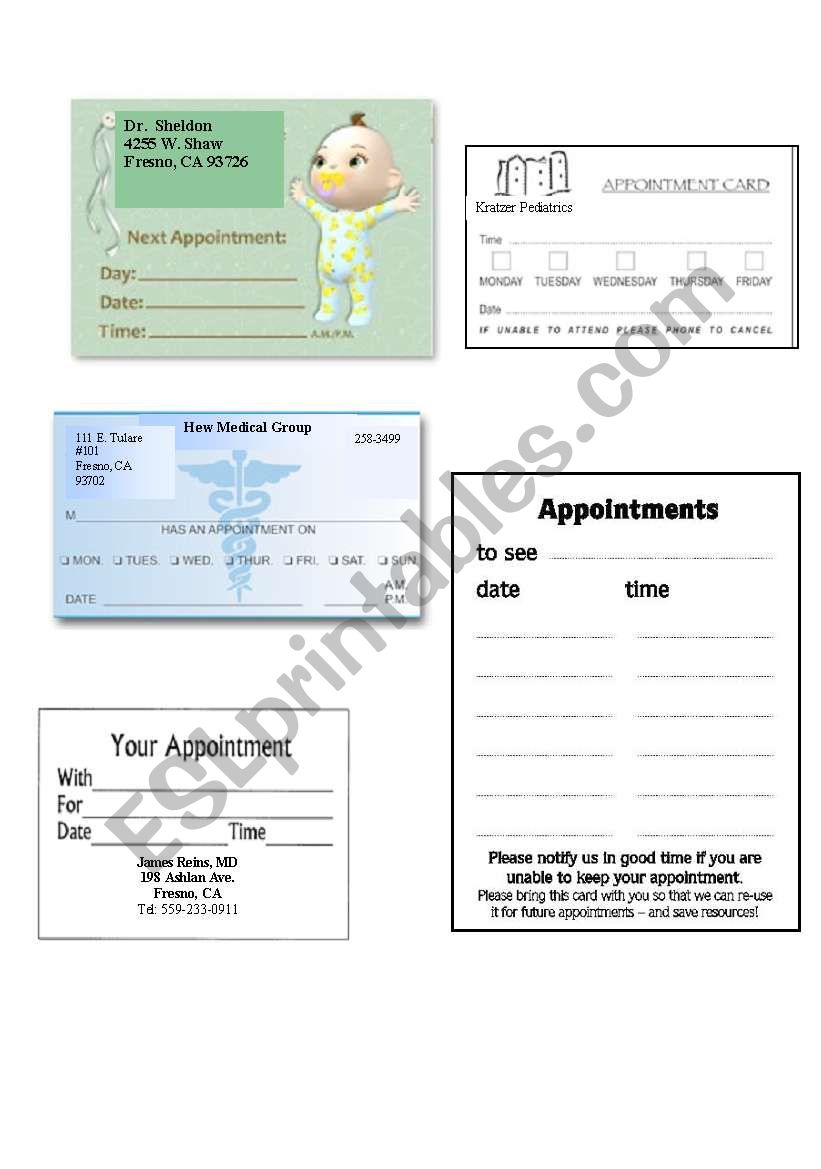 Doctor Visit Appointment Cards