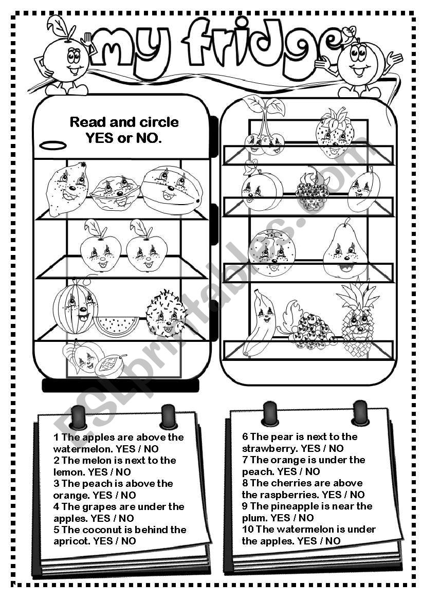 My fridge (fruit) worksheet