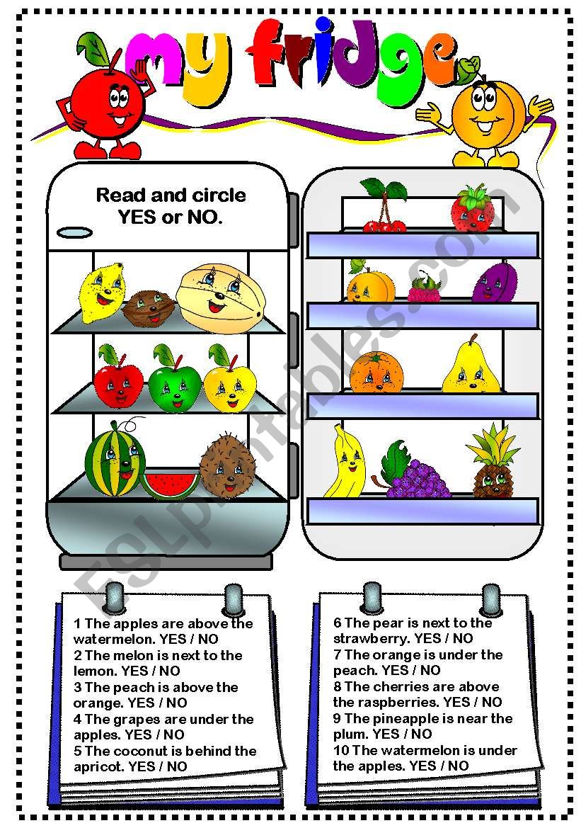 My fridge (fruit) worksheet