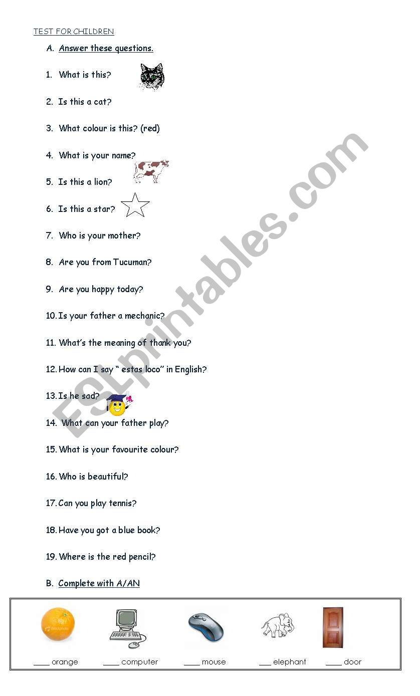 children worksheet