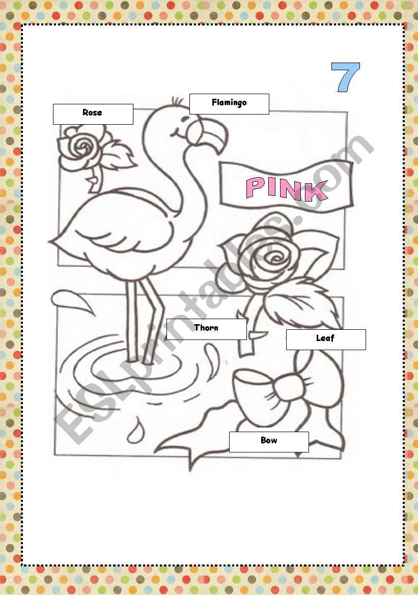Color cards for painting PINK worksheet