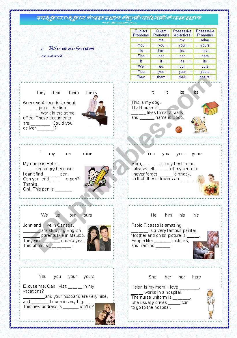 Subject and possessive pronouns