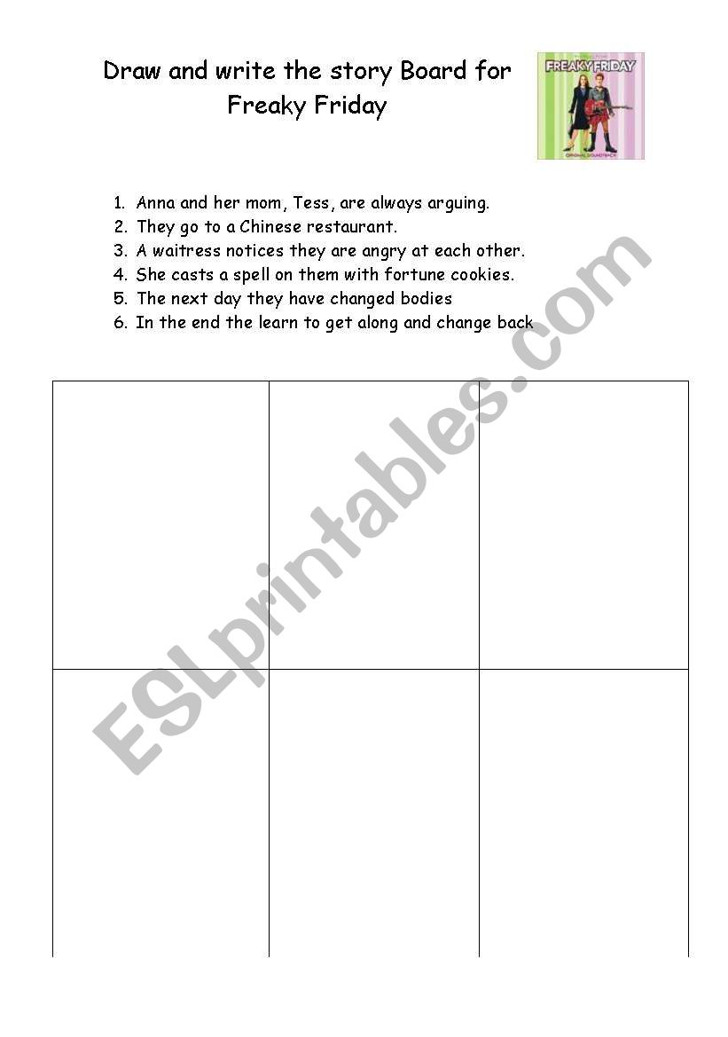 Freaky Friday Storyboard worksheet