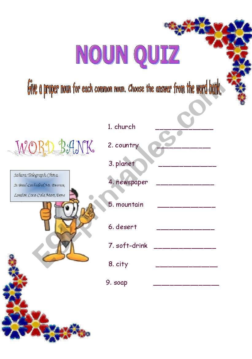 Nouns worksheet