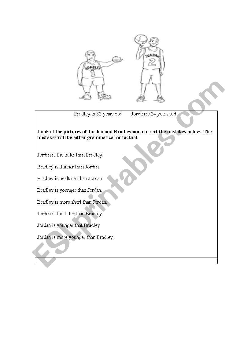 Comparatives Activity worksheet
