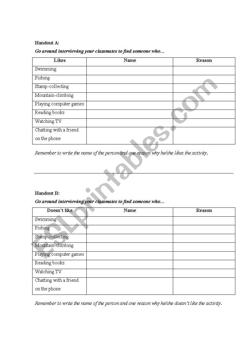 Sports speaking activity worksheet