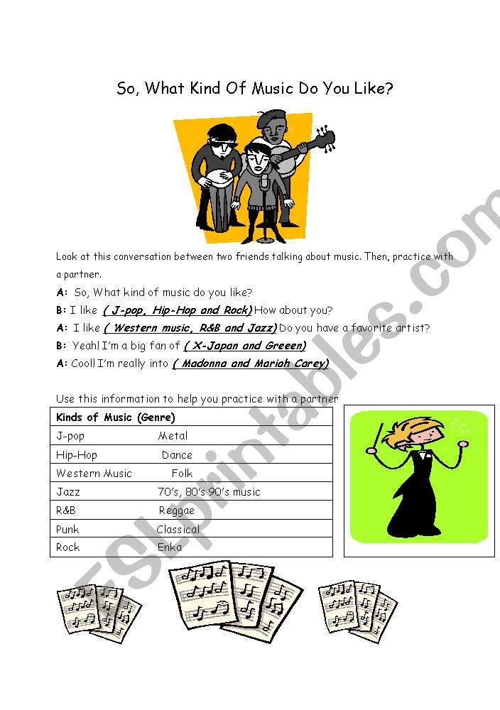 Tastes in Music worksheet