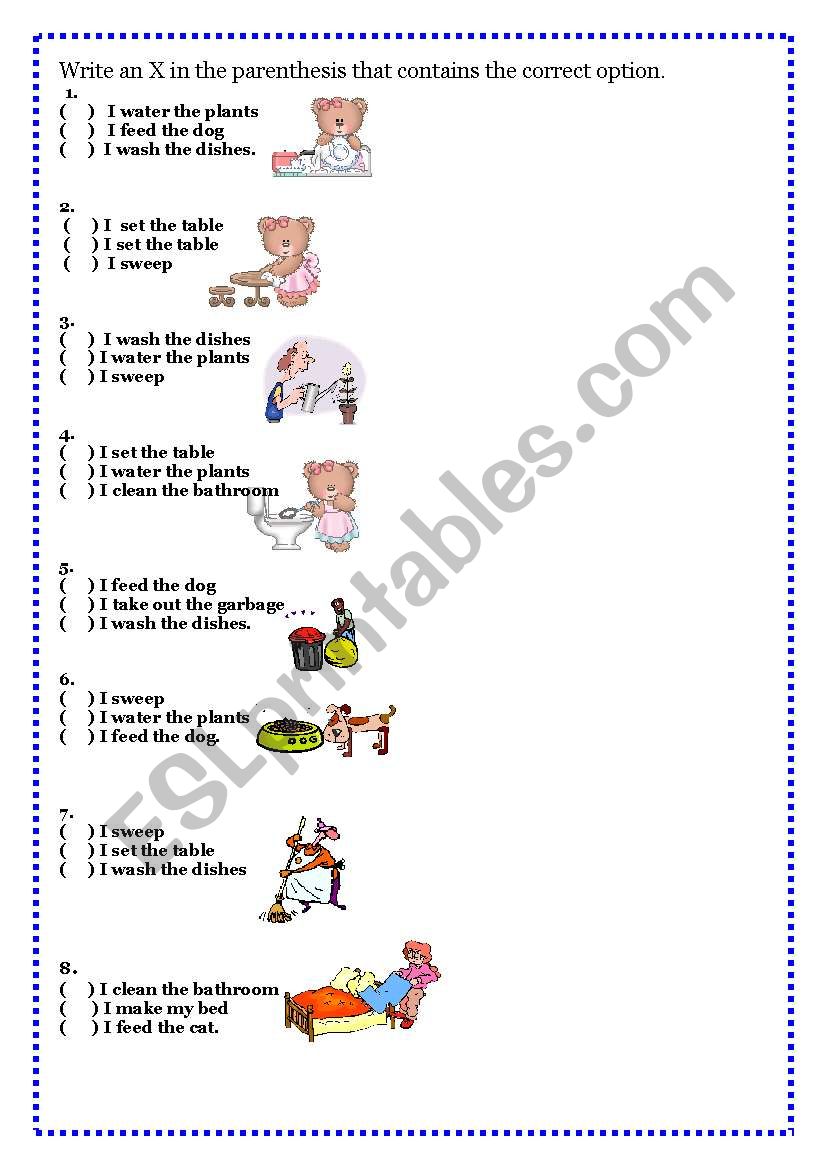 Chores at Home worksheet