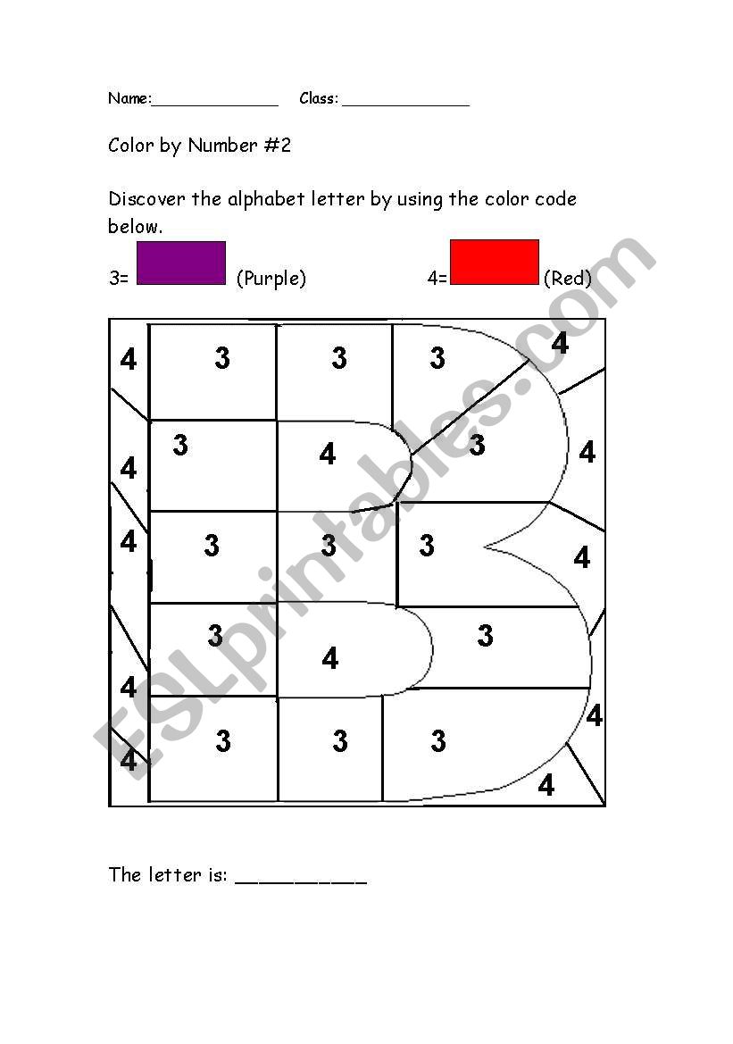 Alphabet Color by Number: B worksheet