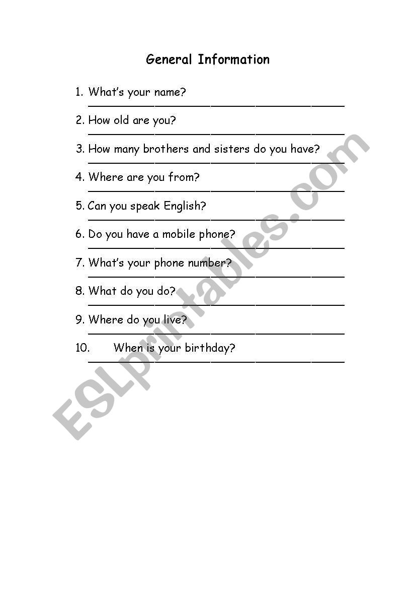 Asking for general information