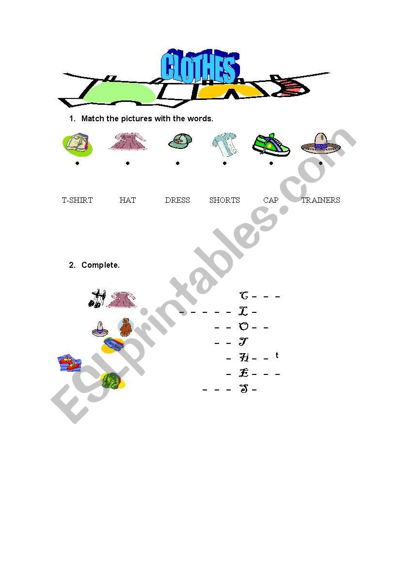 clothes worksheet