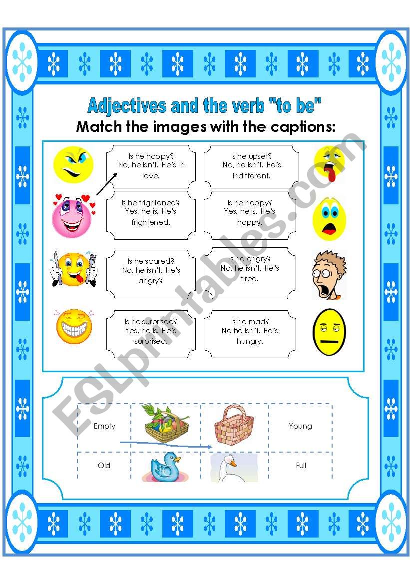 Adjectives and the verb to be worksheet