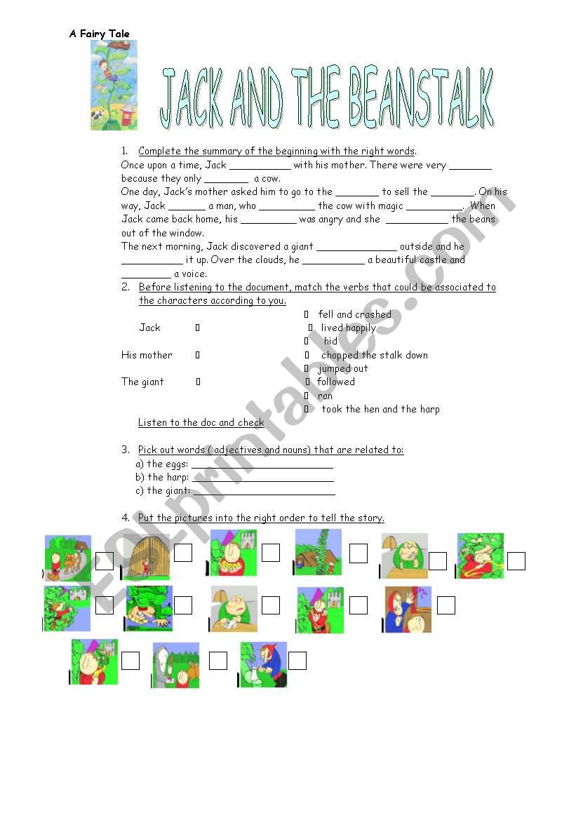 JACK AND THE BEANSTALK worksheet