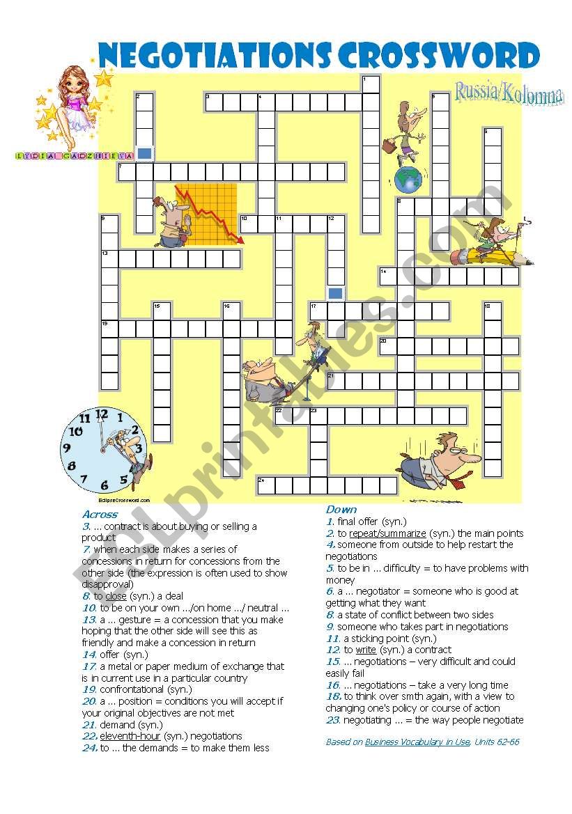 NEGOTIATIONS CROSSWORD - 2 worksheet