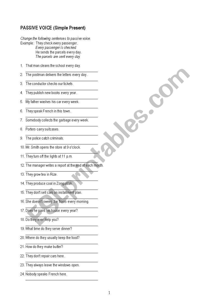 passive voice worksheet