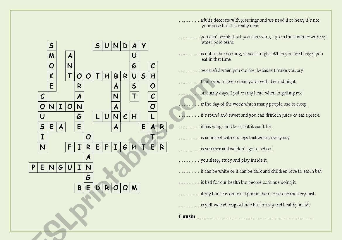 Funny crossword worksheet