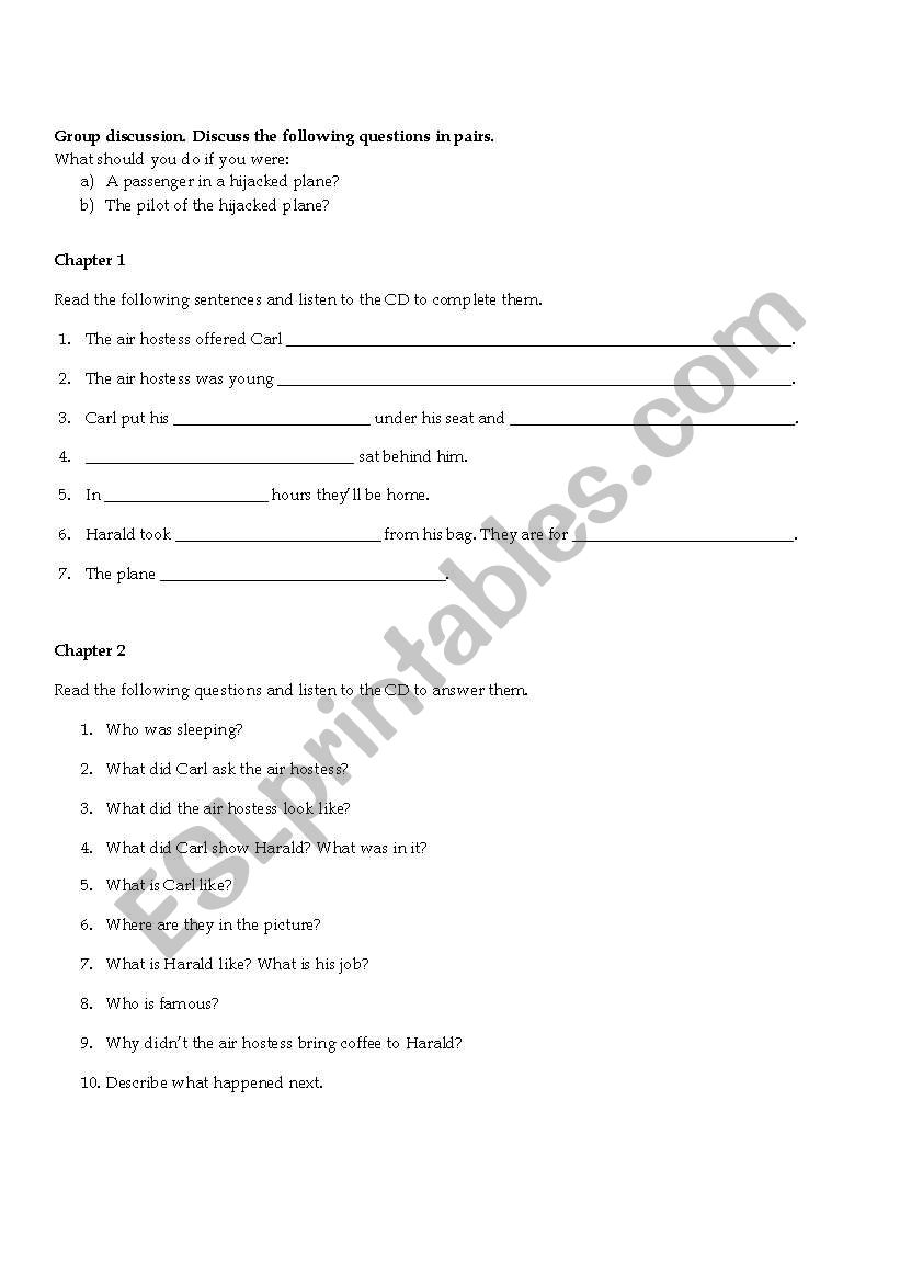 Skyjack!  Chapters 1-2 worksheet