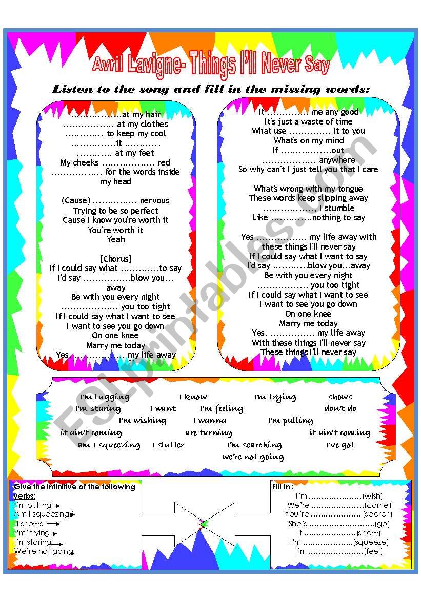 Song worksheet-Present Simple and Continuos