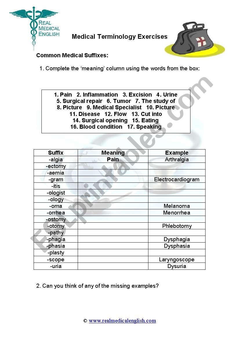 4. Medical Terminology - Suffixes