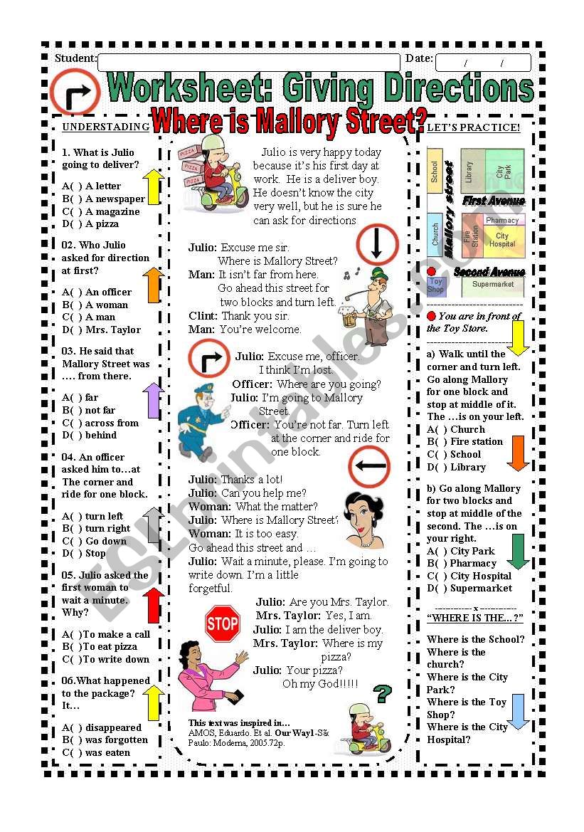 Giving Directions (With Answer Key)