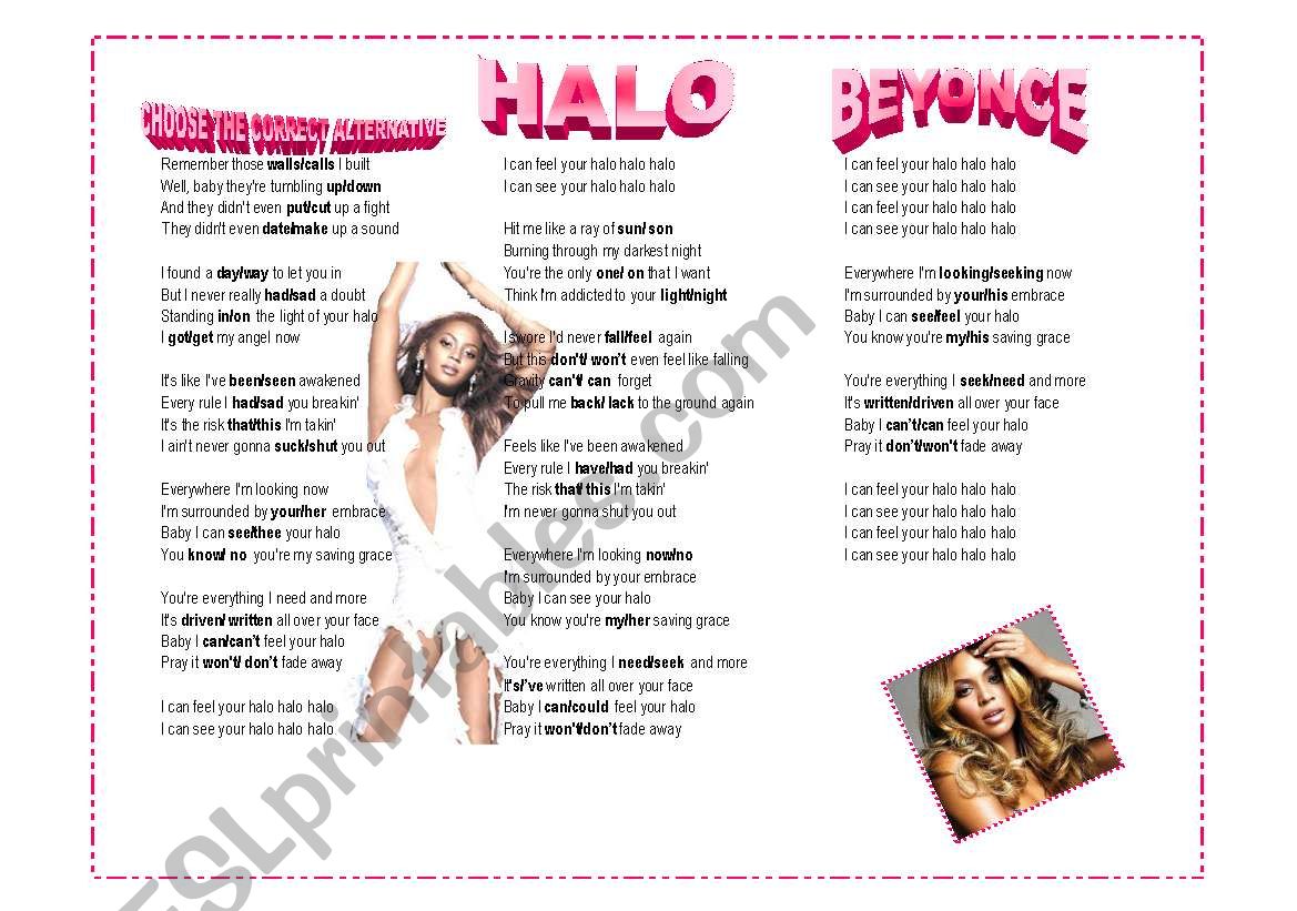 HALO - BEYONCE worksheet