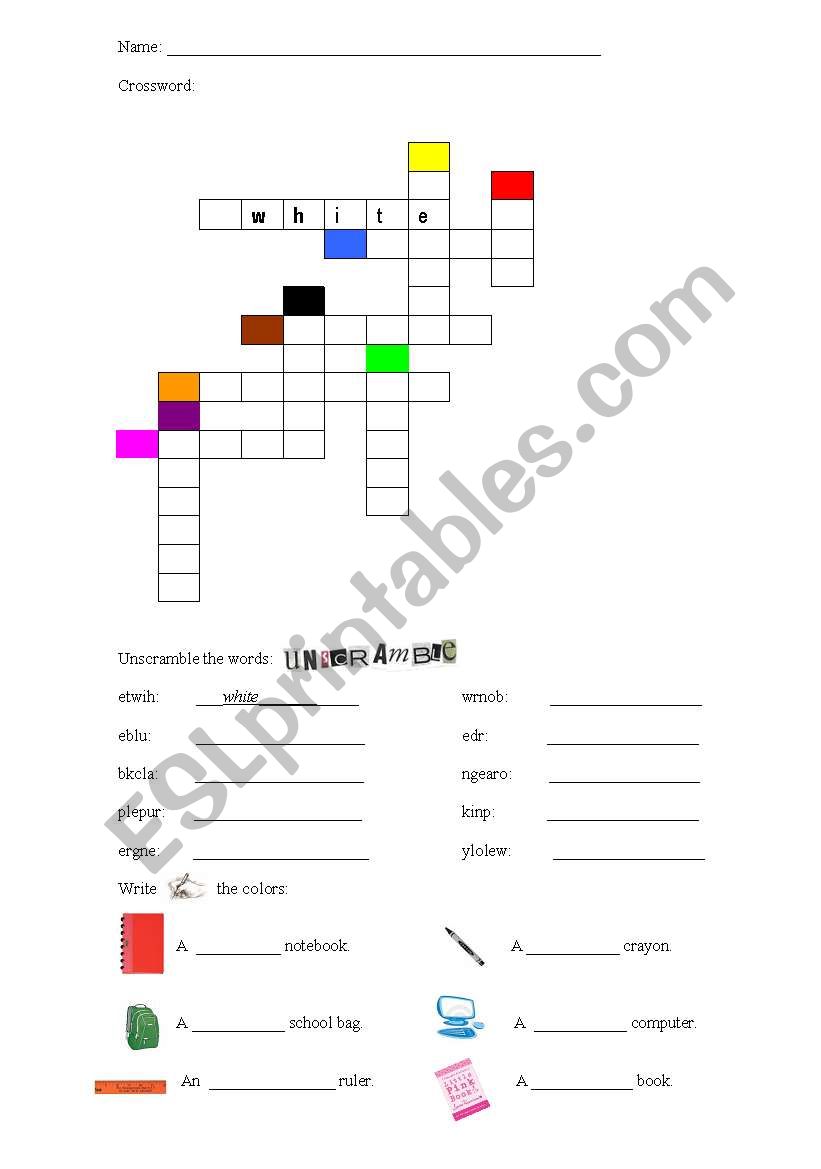 Colors worksheet