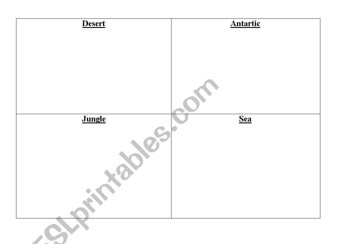 Habitats worksheet