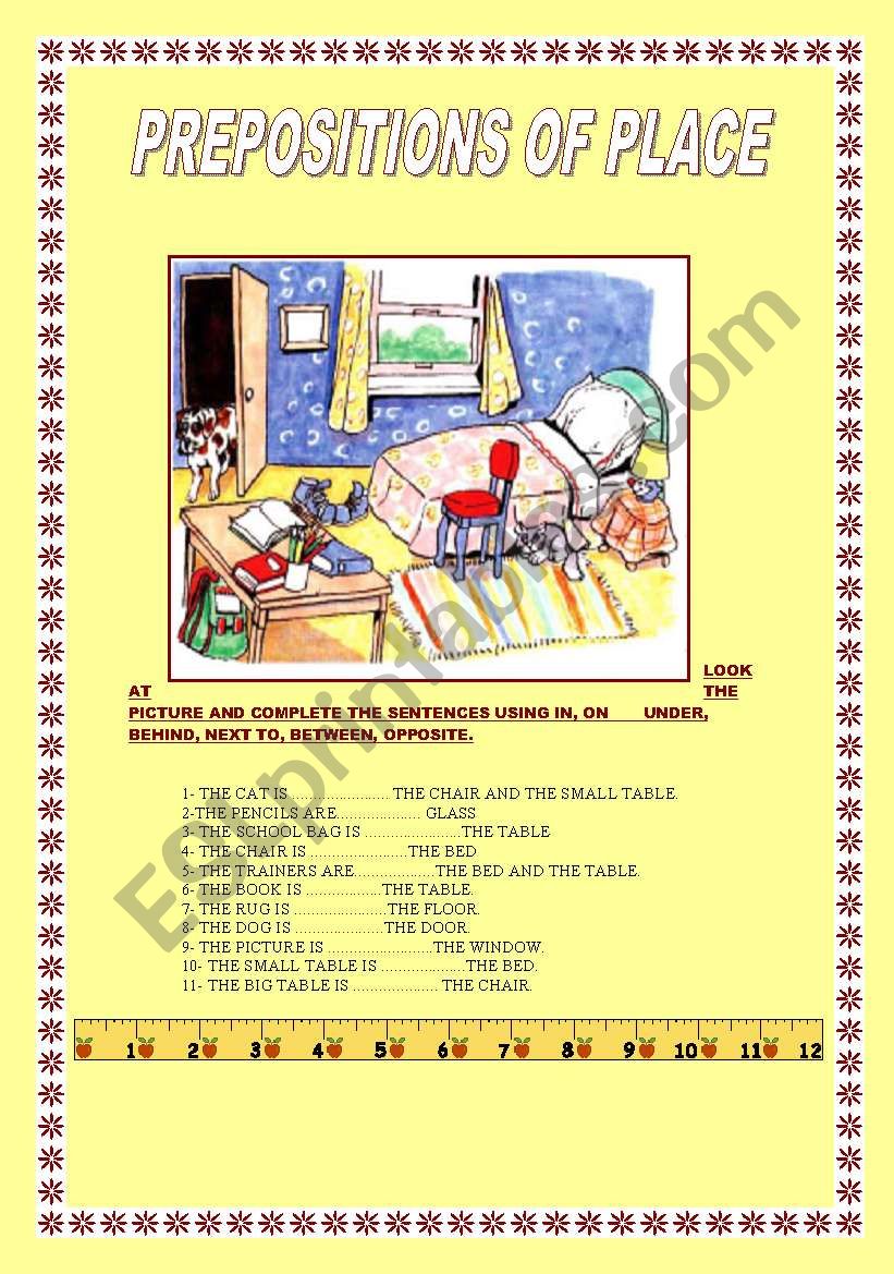 PREPOSITION OF PLACE worksheet