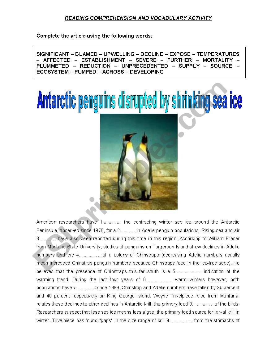 ANTARCTIC PENGUINS worksheet