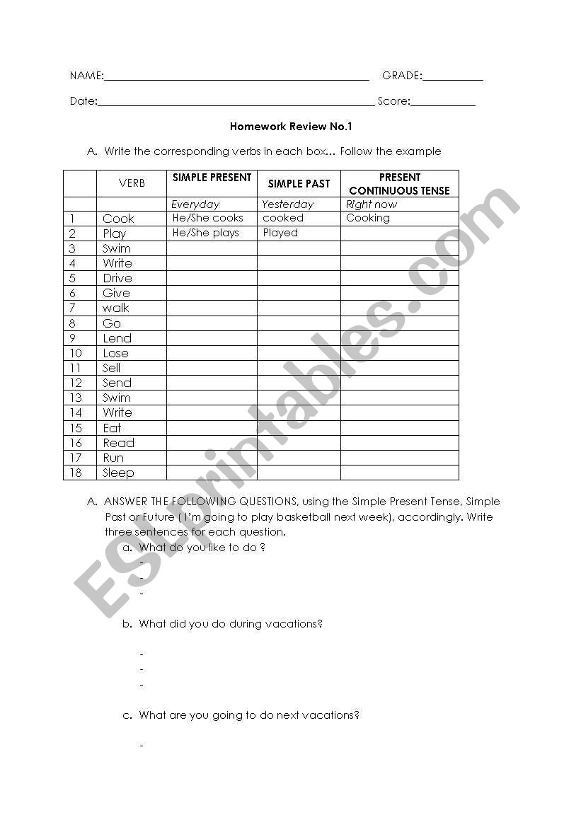 Simple Past, Simple Present, Present Continuous, Future Review