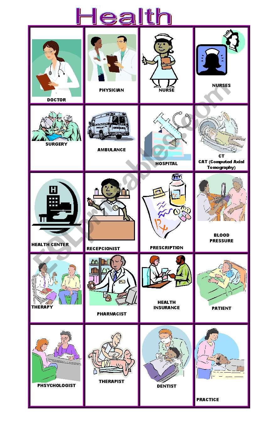 20 Flashcards on Health  worksheet