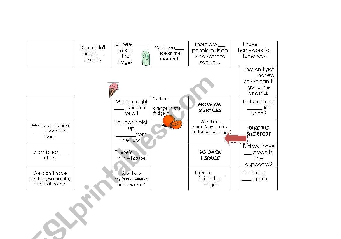 Game to practise SOME-ANY worksheet