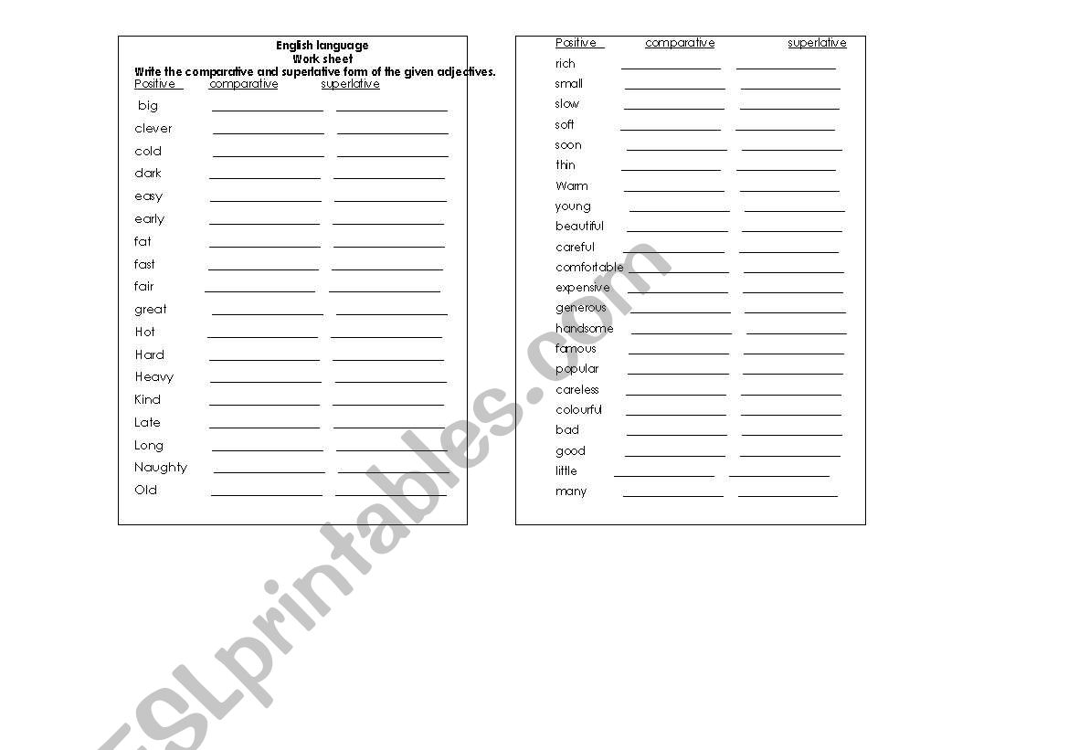 adjectives worksheet