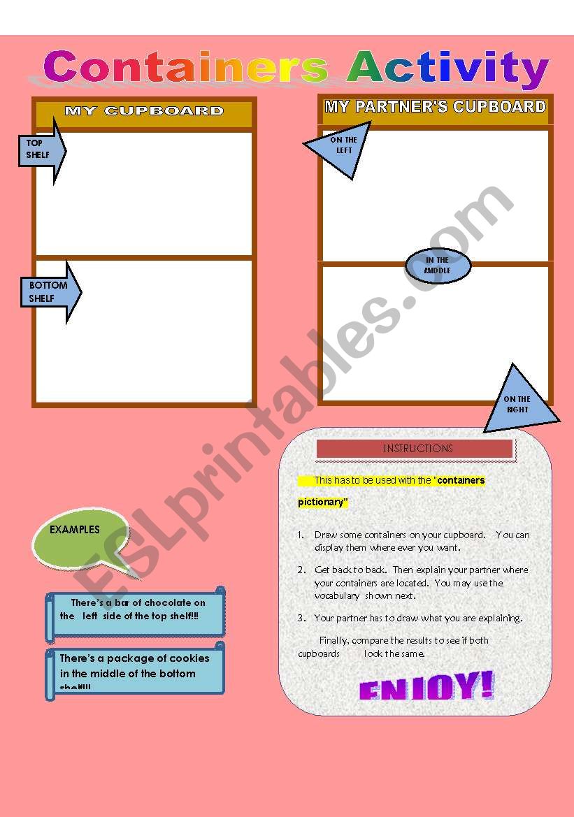 CONTAINERS ACTIVITY worksheet