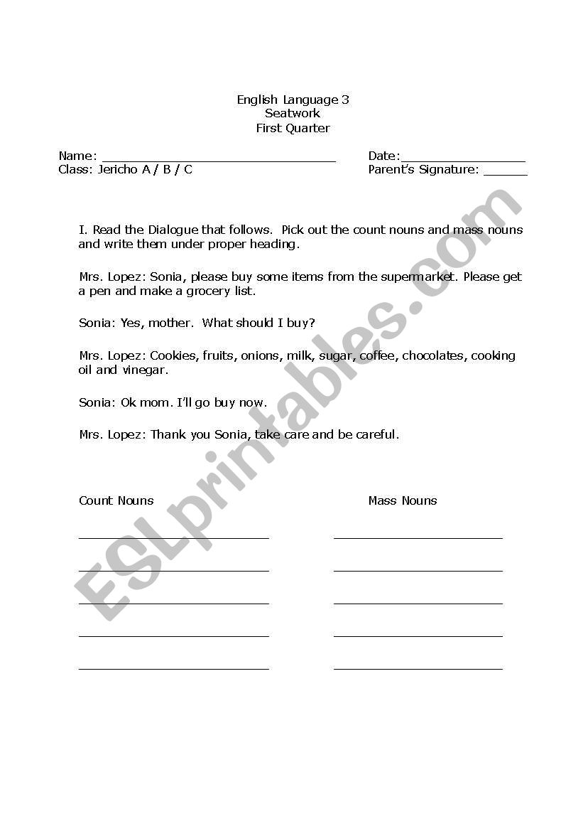 Gender Nouns worksheet