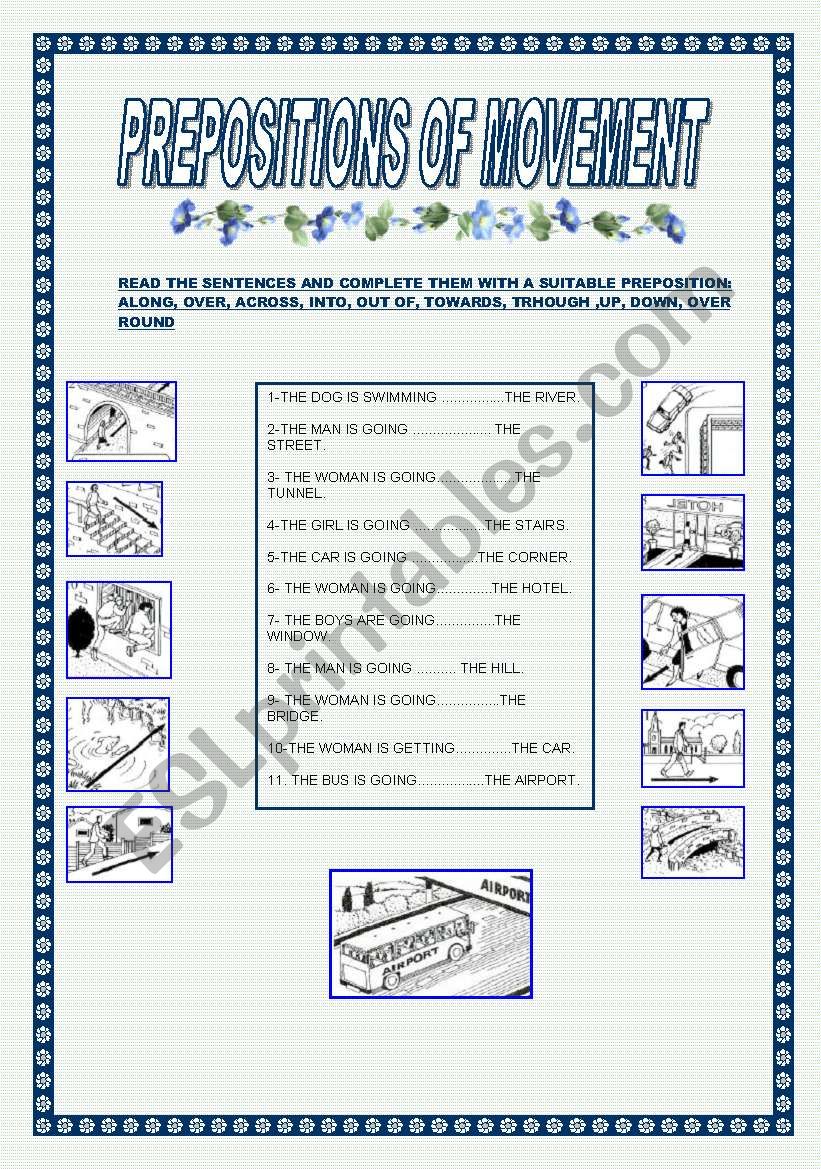 PREPOSITIONS OF MOVEMENT worksheet