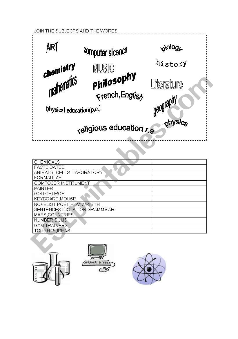 SUBJETS worksheet