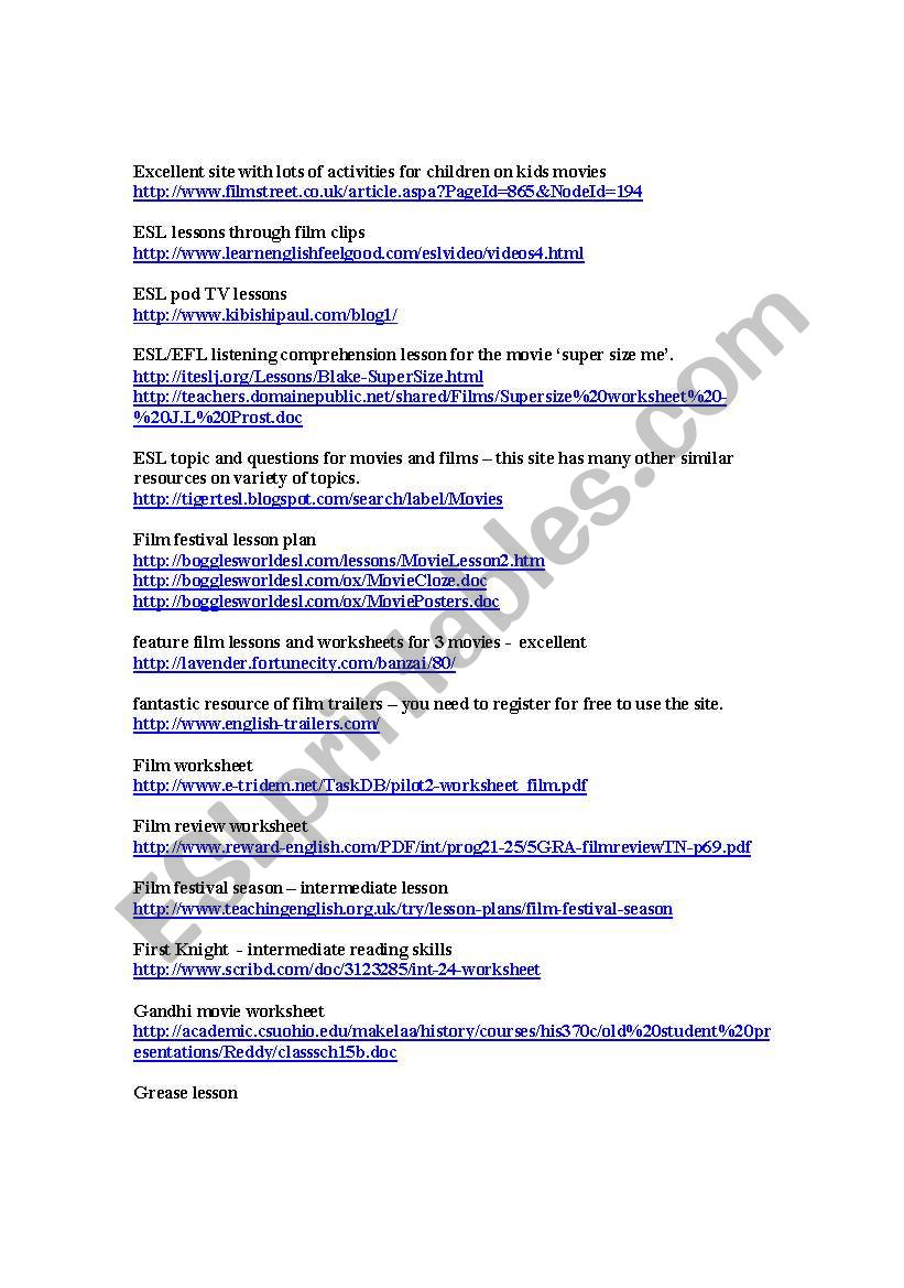 timesavers movies and videos resource booklet esl worksheet by aftab57