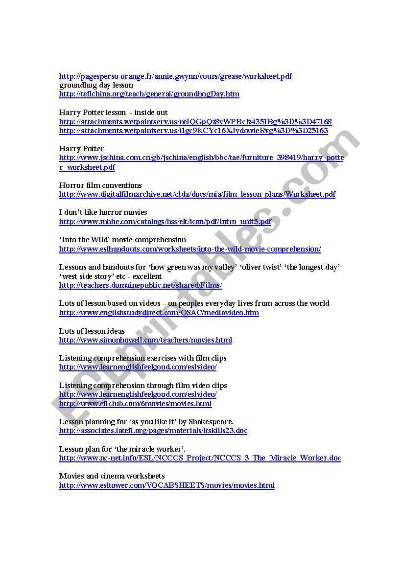 timesavers movies and videos resource booklet esl worksheet by aftab57