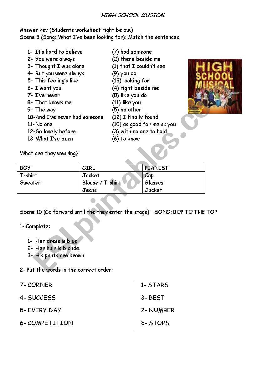 High School Musical worksheet