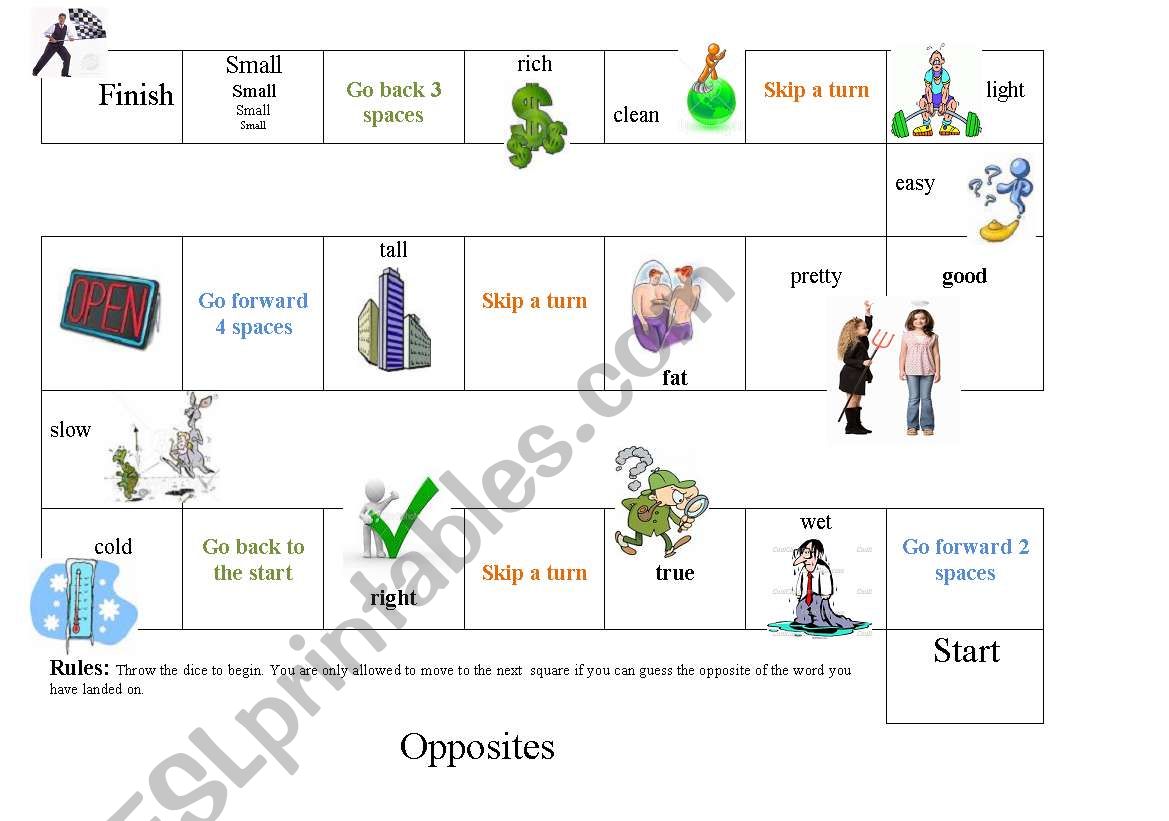 Board Game of Opposites 1 worksheet