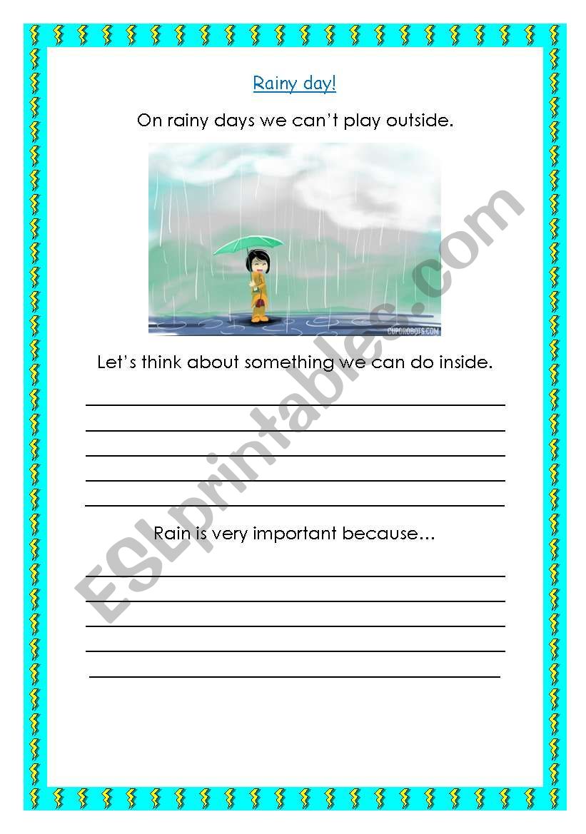 Rainy day! 2 pages worksheet