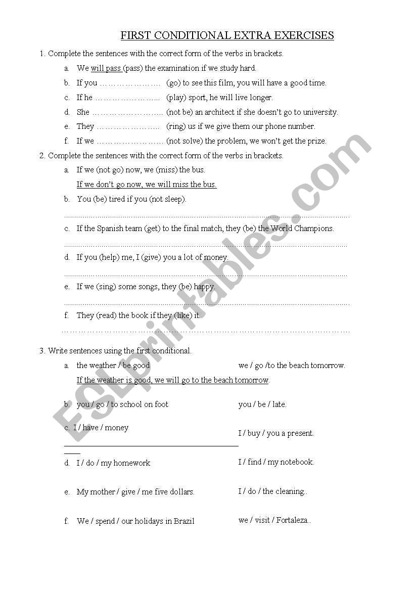 first conditional worksheet